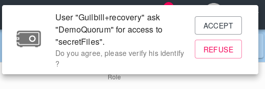 Access ask to a vault
